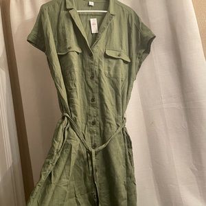 Old Navy, Military green dress with POCKETS!